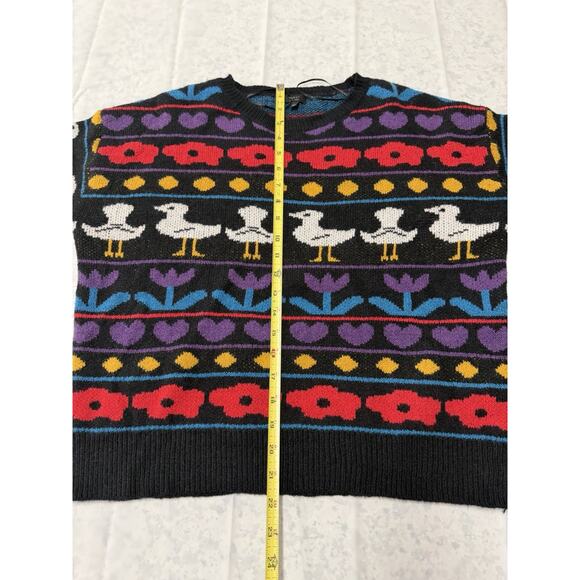 Duck Print Debut Sweater Size S/M Long sleeve Primarily Black - Picture 6 of 8